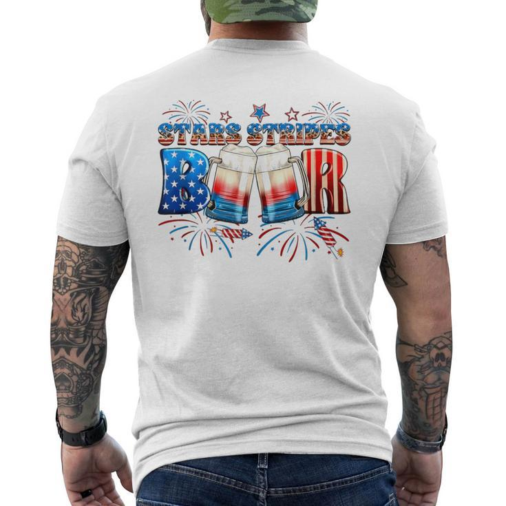 Stars Stripes Beer America Flag 4Th Of July Independence Day Men's T-shirt Back Print