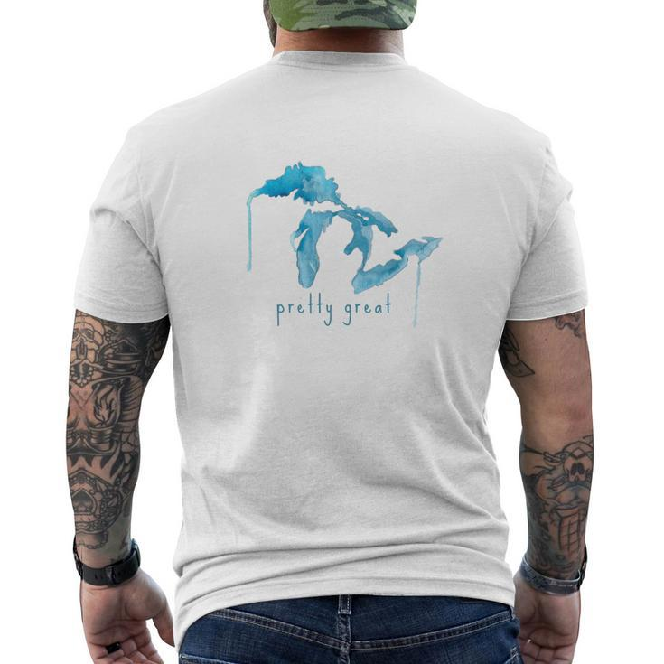 State Of Michigan Watercolor Mitten Great Lakes Men's T-shirt Back Print