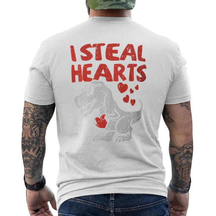 I Steal Hearts Trex Dino Baby Boy Valentines Day Toddler Men's T-shirt Back Print