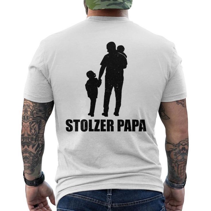 Stolzer Papa Sohn Und Tochterater Papi T-Shirt mit Rückendruck