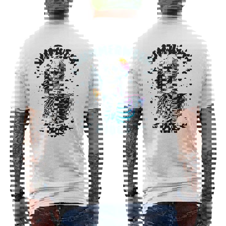 Summerween Vibes Skeleton Ice Cream Summer Vacation Men's T-shirt Back Print