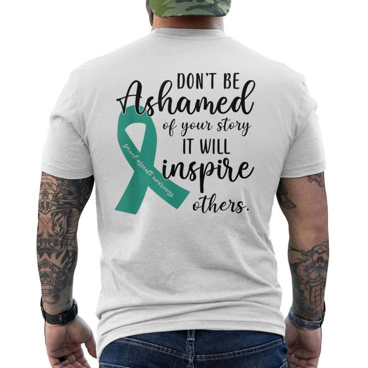 Teal Ribbon Support Squad Sexual Assault Awareness Month Men's T-shirt Back Print