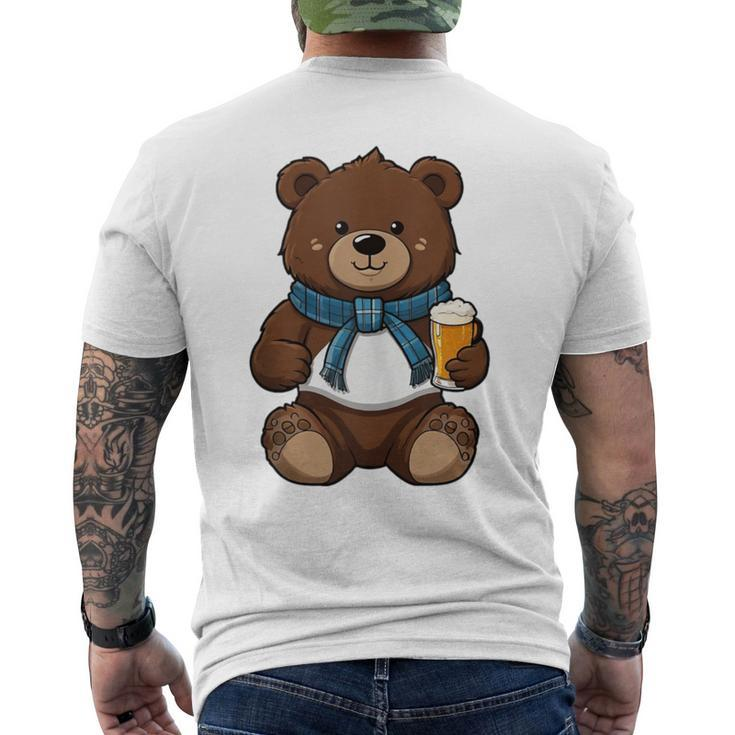Teddy Bear Has A Beer In His Paws Men's Day Father's Day Men's T-shirt Back Print