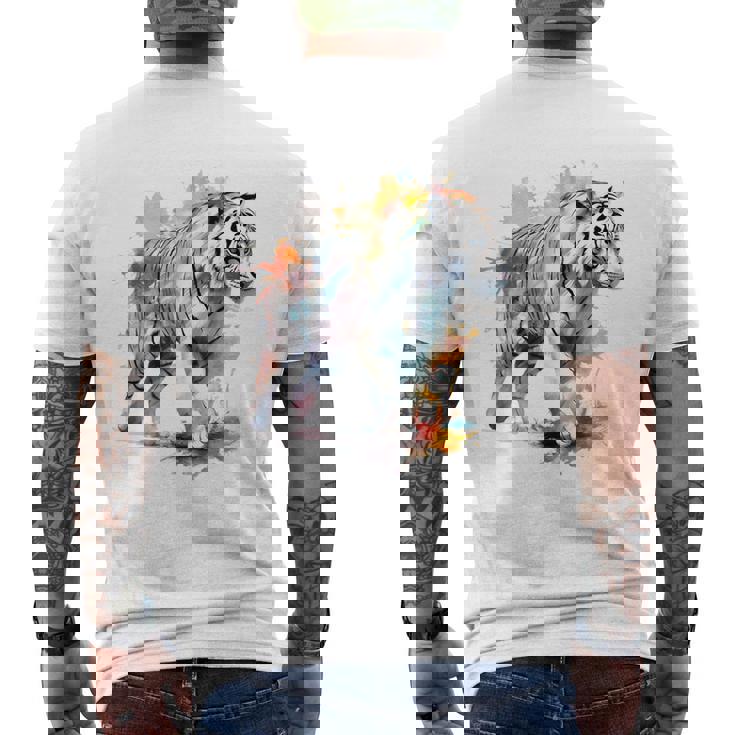 Tigre Colorido Arte Zoo Animal Tigre Camiseta Hombre Estampado Espalda