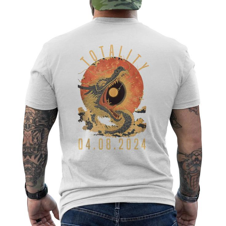 Totality 04082024 Dragon & Sun Solar Eclipse April 8 2024 Men's T-shirt Back Print
