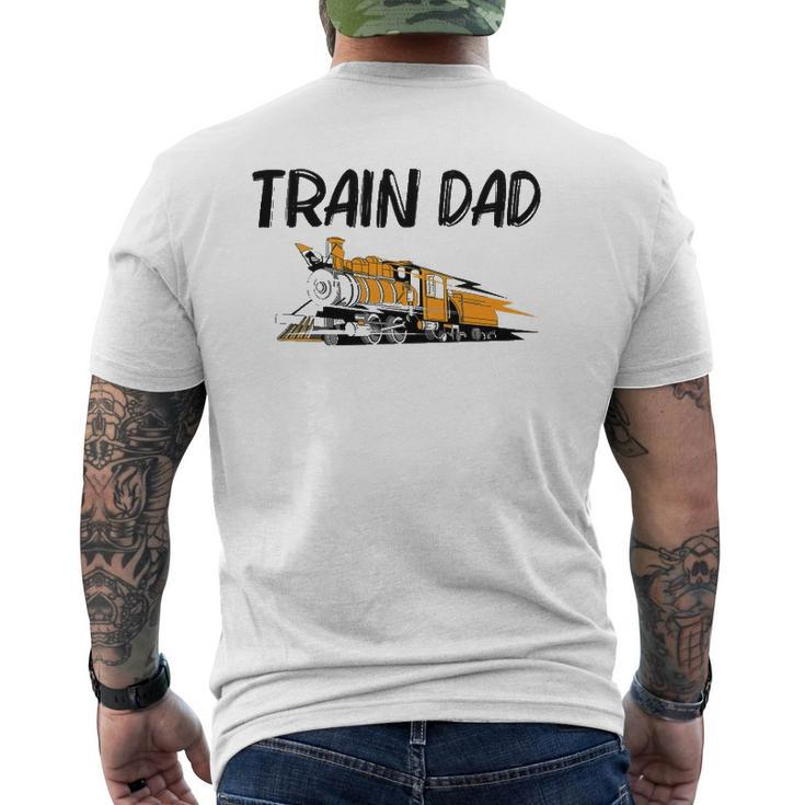 Train For Dad Men Cool Locomotives Train Conductors Mens Back Print T-shirt