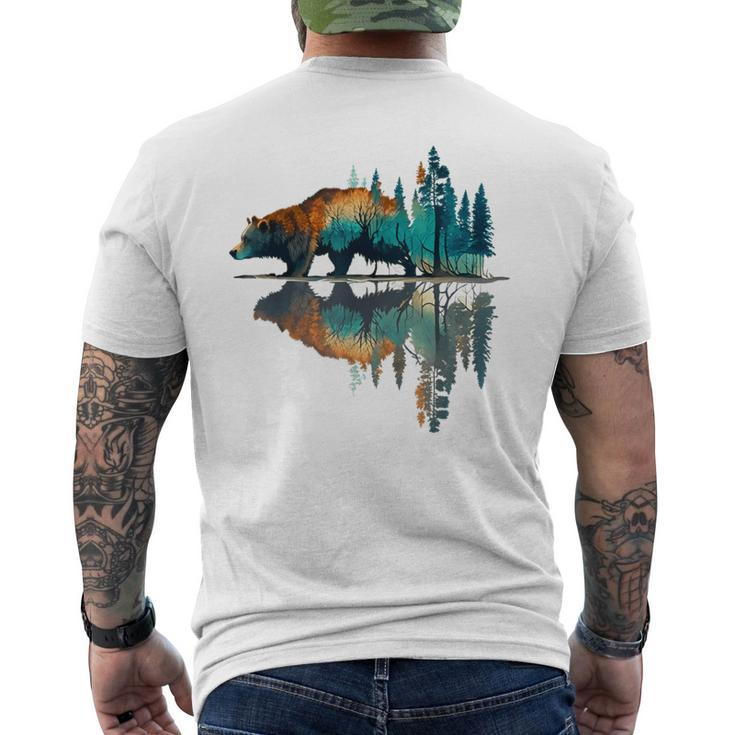 Trees Reflection Wildlife Nature Animal Bear Outdoor Forest Men's T-shirt Back Print