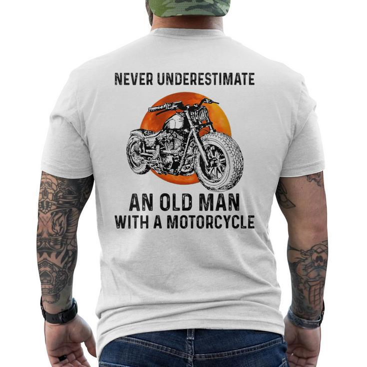 Never Underestimate An Old Man With A Motorcycle Birthday Men's T-shirt Back Print