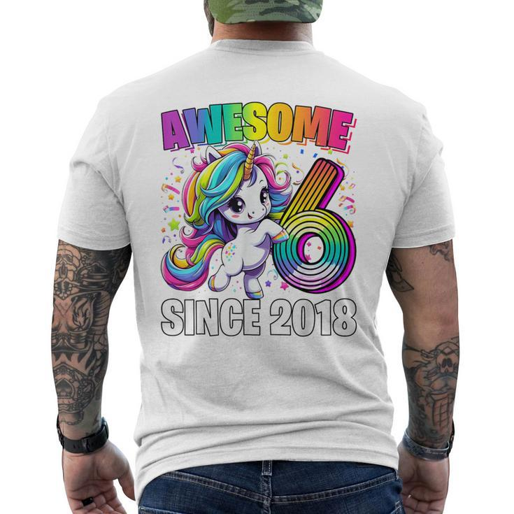 Unicorn 6Th Birthday 6 Year Old Unicorn Party Girls Outfit Men's T-shirt Back Print