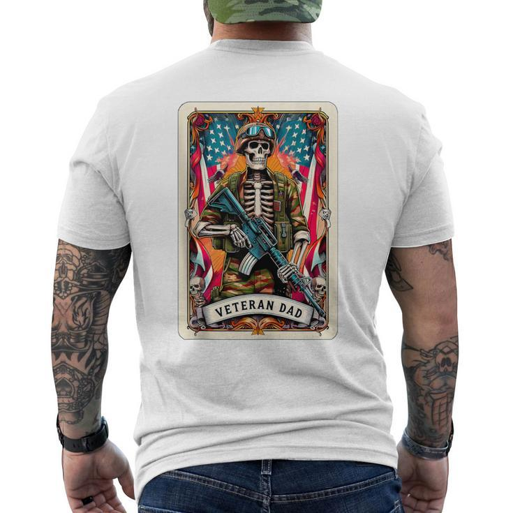 Veteran Dad Tarot Card Skeleton Skull Father's Day Men's T-shirt Back Print