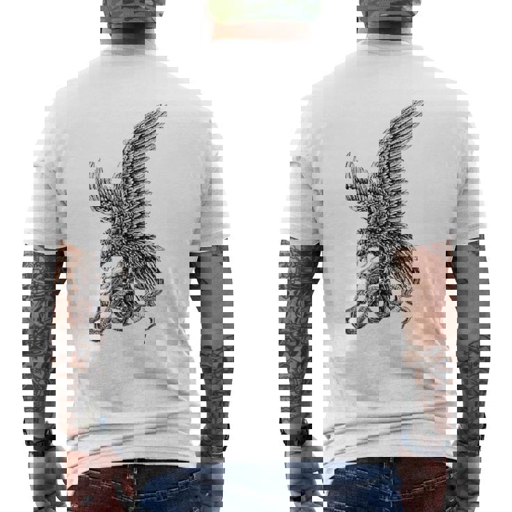 View Back Print Idle Fury The Great Fight Eagle Snake Tattoo Men's T-shirt Back Print