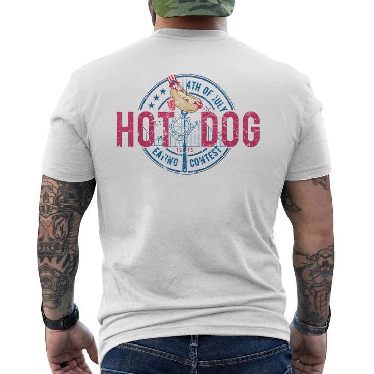 Vintage 4Th Of July Hot Dog Eating Contest Hot Dog Men's T-shirt Back Print