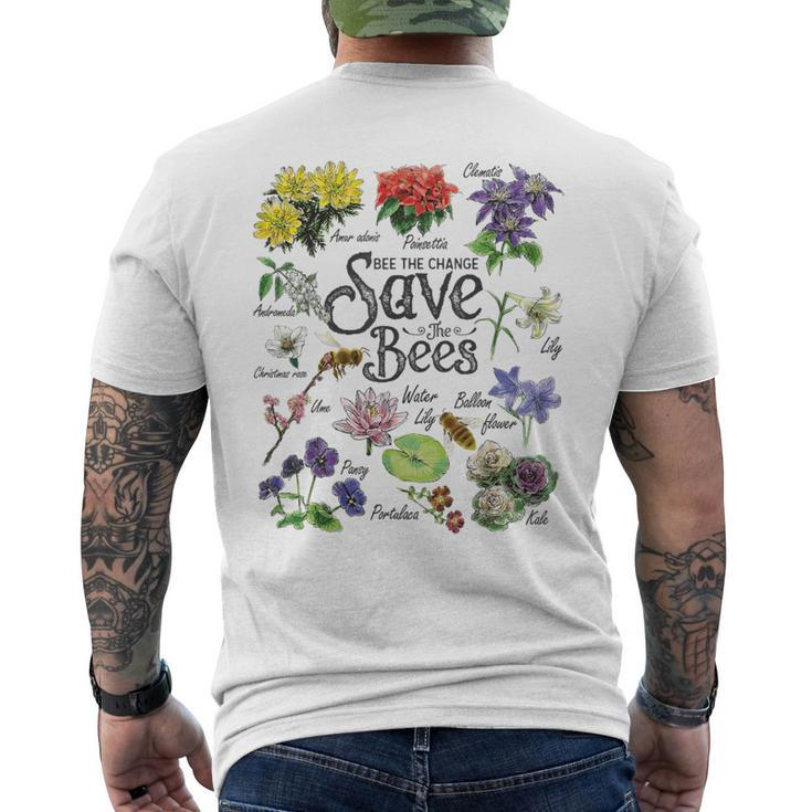 Vintage Botanical Save The Bees Men's T-shirt Back Print