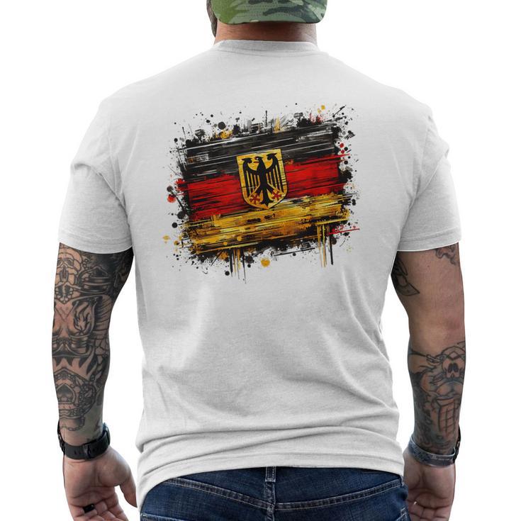 Vintage Deutsch Banner Fan Deutschland Flagge Retro Kunst T-Shirt mit Rückendruck