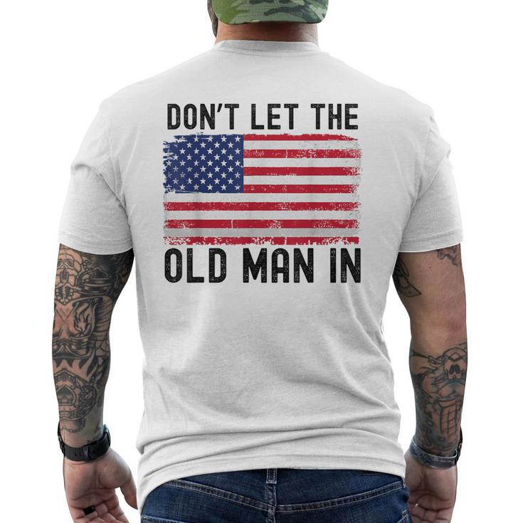 Vintage Don't Let The Old Man In American Flag Womens Men's T-shirt Back Print