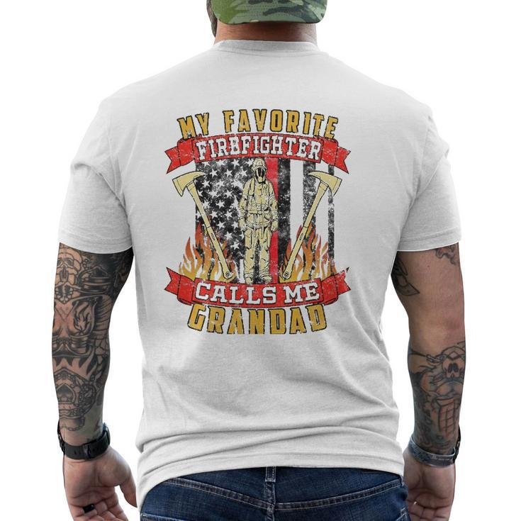 Vintage Fireman Red Line Flag Firefighter Grandad Mens Back Print T-shirt