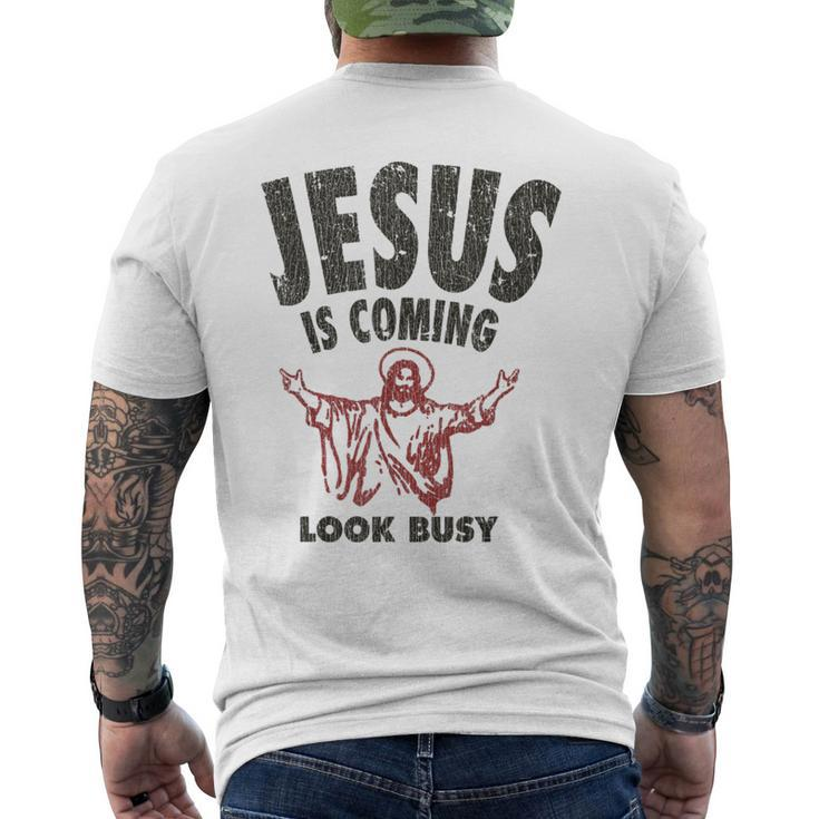 Vintage Jesus Is Coming Look Busy 1992 Men's T-shirt Back Print