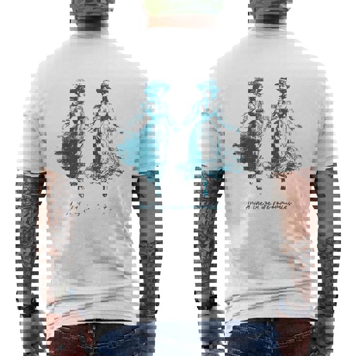 Vintage Lesbian Pride And They Were Roommates Sapphic Pride Men's T-shirt Back Print