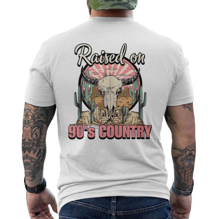 Vintage Raised On 90'S Country Music Bull Skull Western Men's T-shirt Back Print