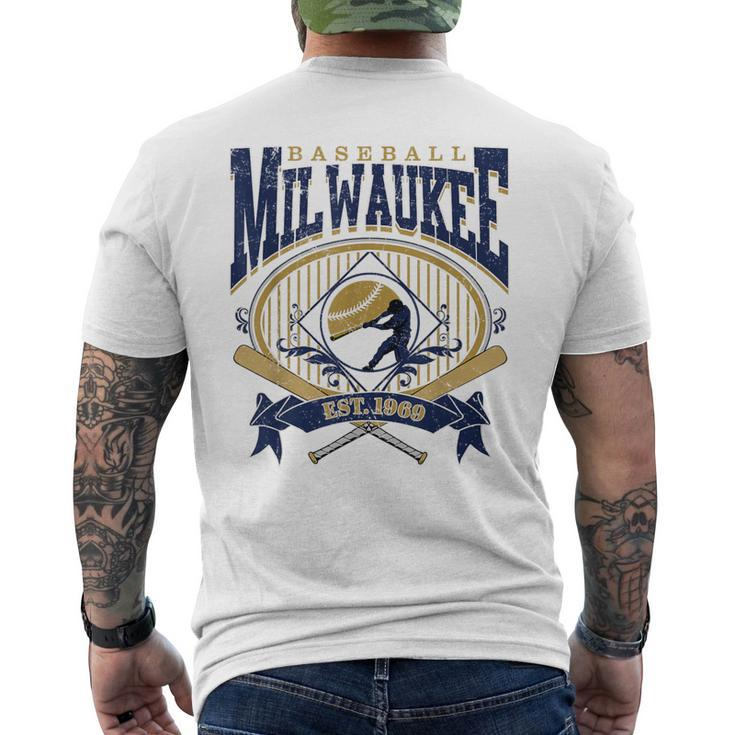 Vintage Retro Milwaukee Baseball Men's T-shirt Back Print