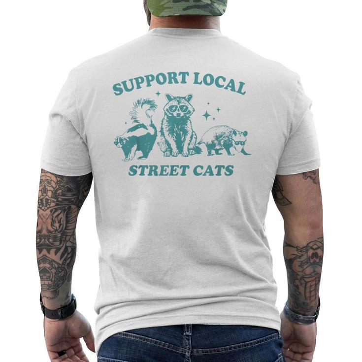 Vintage Support Local Street Cats Raccoon Opossum Skunk Men's T-shirt Back Print