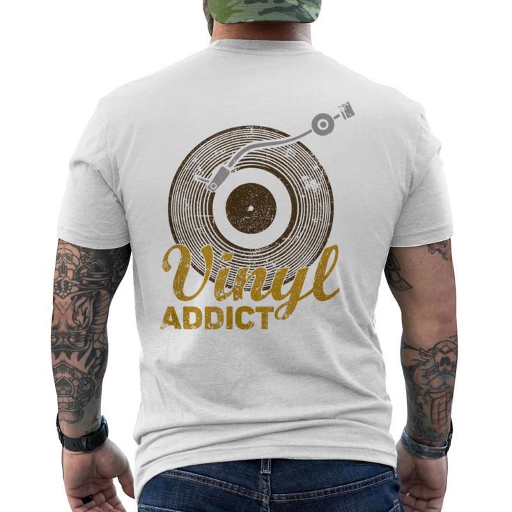 Vinyl Addict Vintage Record Player Music Lovers Retro Dj Men's T-shirt Back Print