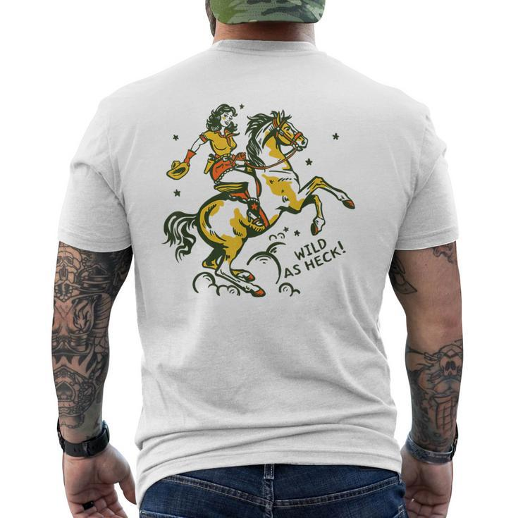 Wild As Heck Retro Vintage Western Rodeo Yeehaw Cowgirl Men's T-shirt Back Print