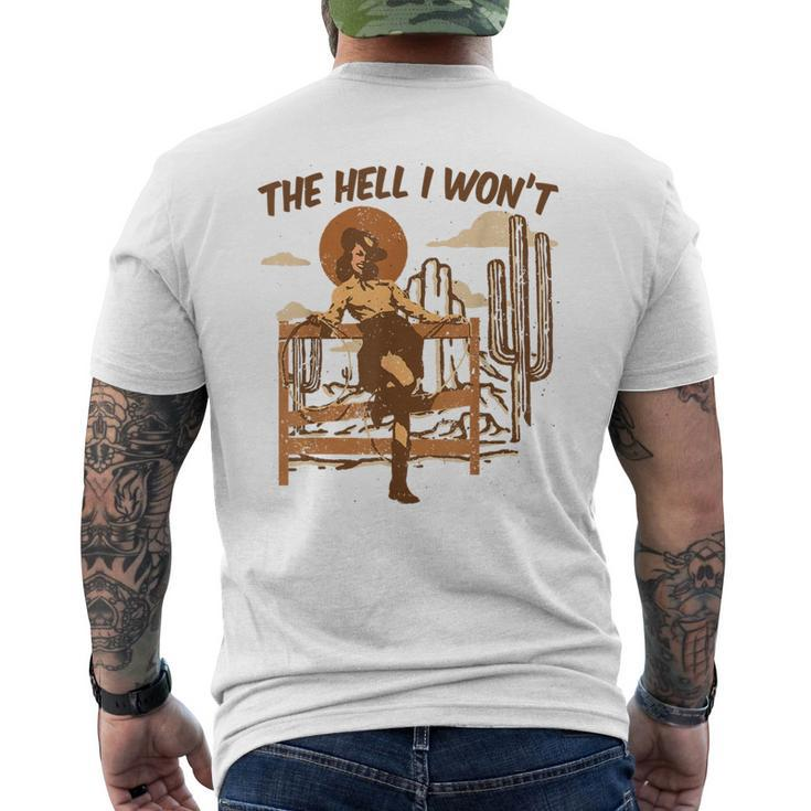 The He I Won't Sassy Cowgirl Western Country Men's T-shirt Back Print