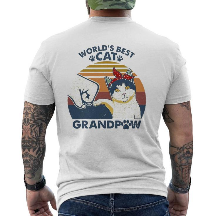 World's Best Cat Grandpaw Vintage Grandpa Cat Lover Mens Back Print T-shirt