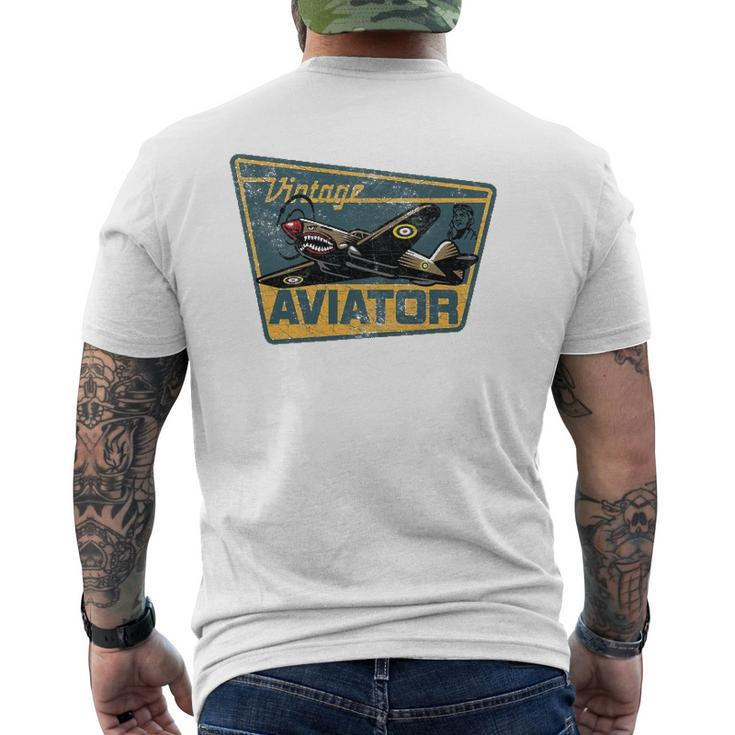 Ww2 Vintage Aviator Airplane Aircraft Pilot P40 Warhawk Mens Back Print T-shirt