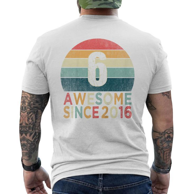 Youth 6Th Birthday Vintage Retro 6 Years Old Awesome Since 2016 Men's T-shirt Back Print