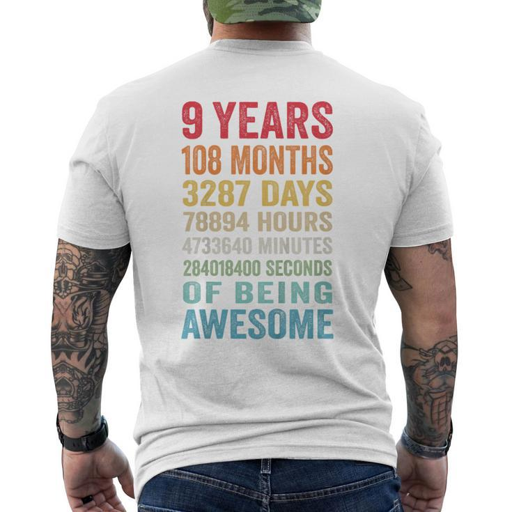 Youth 9Th Birthday 9 Years Old Vintage Retro 108 Months Men's T-shirt Back Print