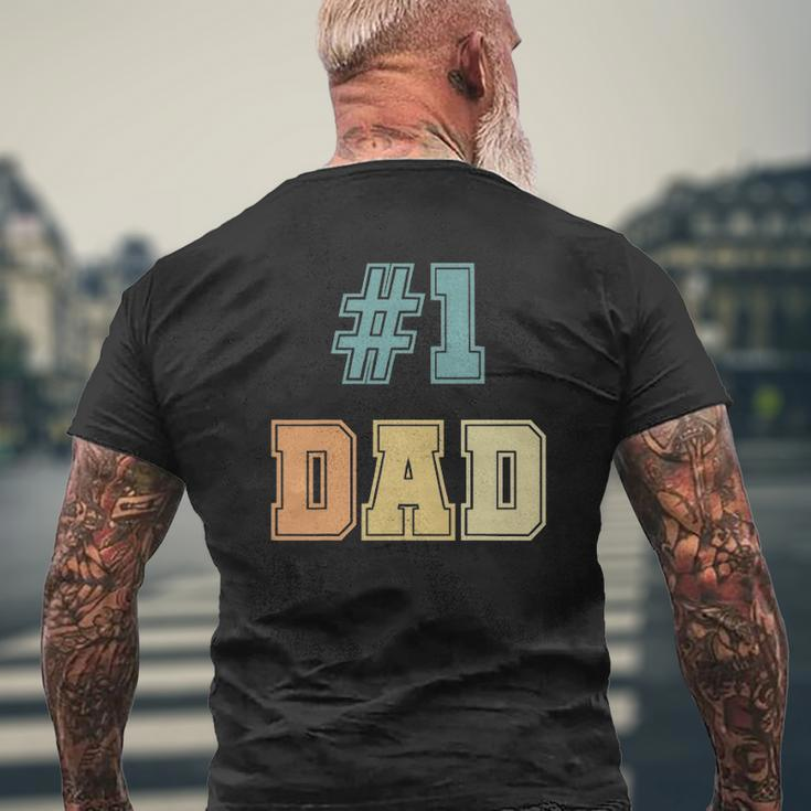 1 Dad Number One Dad Father's Day Vintage Style Mens Back Print T-shirt Gifts for Old Men