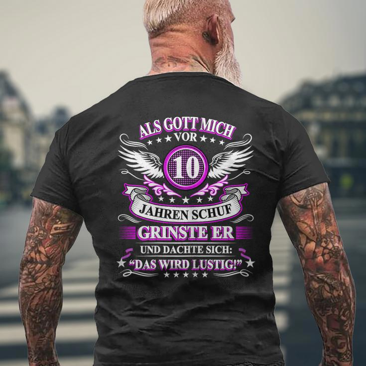 10. Geburtstag Gott Grinste Kurzärmliges Herren-T-Kurzärmliges Herren-T-Shirt, Schwarzes Tee zum Zehnten Geschenke für alte Männer