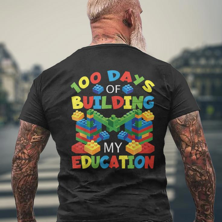 100 Days Of Building My Education Construction Block Men's T-shirt Back Print Gifts for Old Men