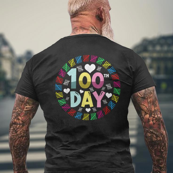 100Th Days Counting Tally Marks Happy 100Th Day Of School Men's T-shirt Back Print Gifts for Old Men