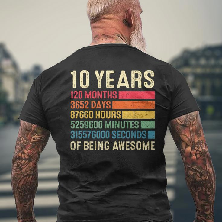 10Th Birthday 10 Years 120 Months Of Being Awesome Vintage Men's T-shirt Back Print Gifts for Old Men