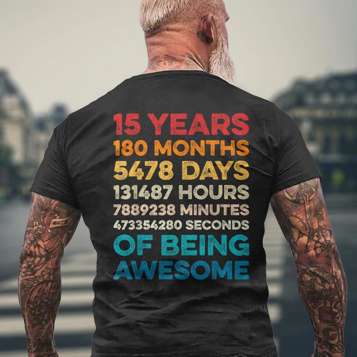 15Th Birthday 15 Years Of Being Awesome Vintage 15 Years Old Men's T-shirt Back Print Gifts for Old Men