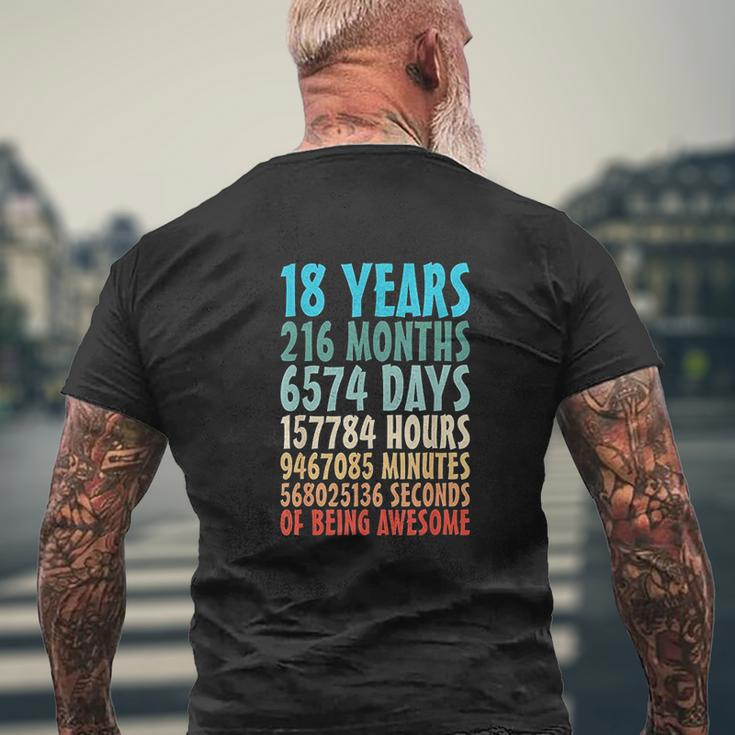 18 Years Of Being Awesome 18 Yr Old 18Th Birthday Countdown Mens Back Print T-shirt Gifts for Old Men