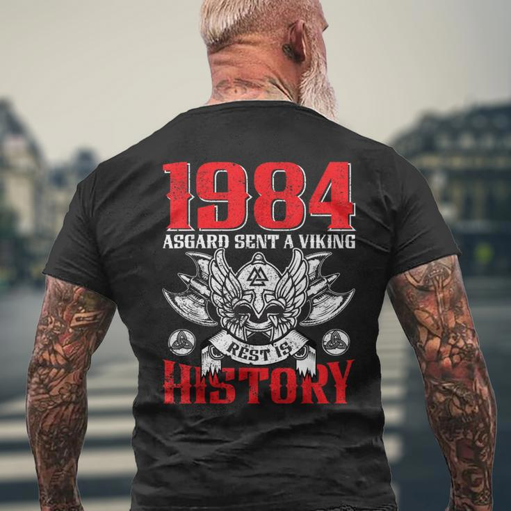 1984 Asgard Sent A Viking Wikinger 40 Geburtstag T-Shirt mit Rückendruck Geschenke für alte Männer