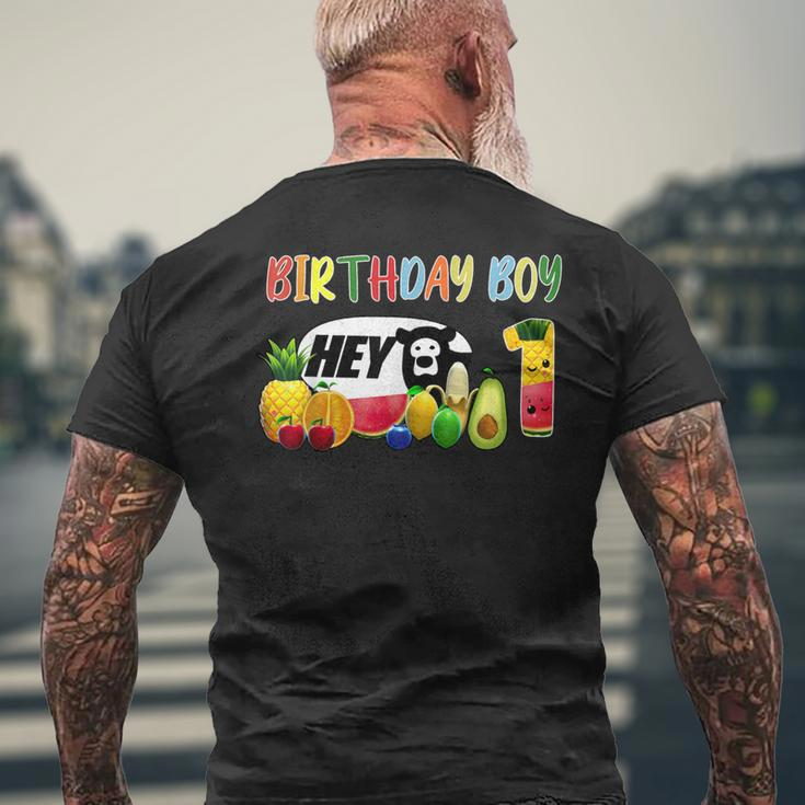 1St Birthday Boy 1 Year Old Fruit Birthday Hey Bear Men's T-shirt Back Print Gifts for Old Men