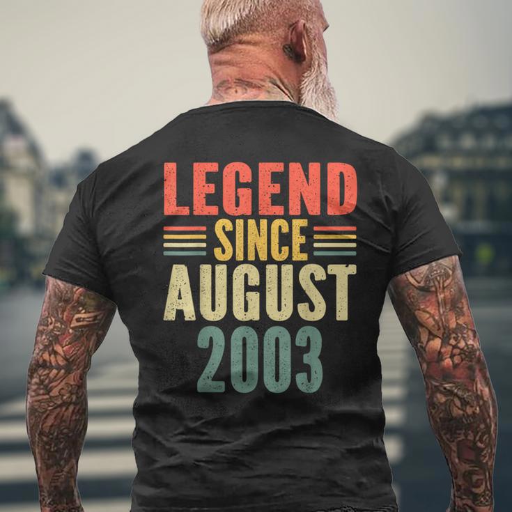 20Th Birthday Legend Since August 2003 20 Years Old Vintage Men's T-shirt Back Print Gifts for Old Men