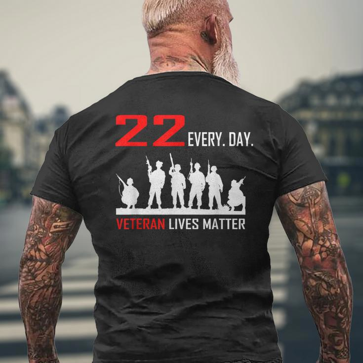 22 Every Day Veteran Lives Matter MilitaryMens Back Print T-shirt Gifts for Old Men