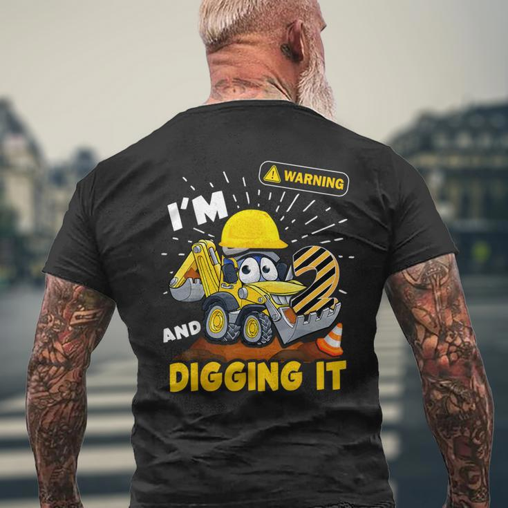 2Nd Birthday Boys Construction Excavator 2 Years Old Digger Men's T-shirt Back Print Gifts for Old Men