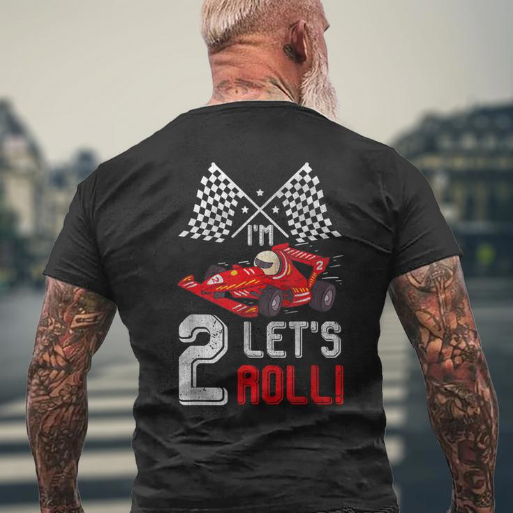 2Nd Birthday Race Car 2 Year Old Let's Roll Toddler Boy Men's T-shirt Back Print Gifts for Old Men