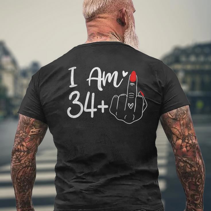 I Am 34 Plus 1 Middle Finger For A 35Th Birthday For Women Men's T-shirt Back Print Gifts for Old Men