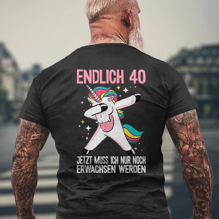 40Geburtstag 40 Jahre Einhorn Damen Herren Birthday Black S T-Shirt mit Rückendruck Geschenke für alte Männer