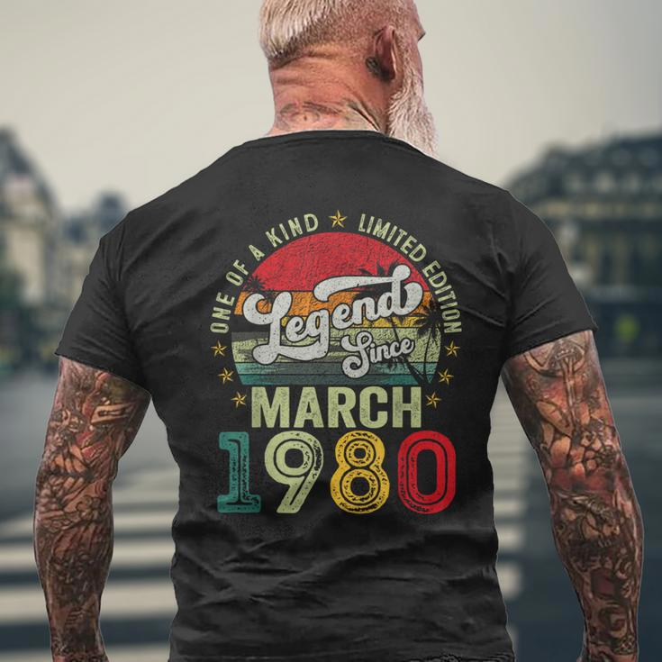 44 Years Old Legend Since March 1980 44Th Birthday Men Men's T-shirt Back Print Gifts for Old Men