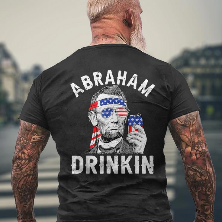 4Th Of July Abraham Drinking Merica Abe Lincoln Beer Lover Men's T-shirt Back Print Gifts for Old Men