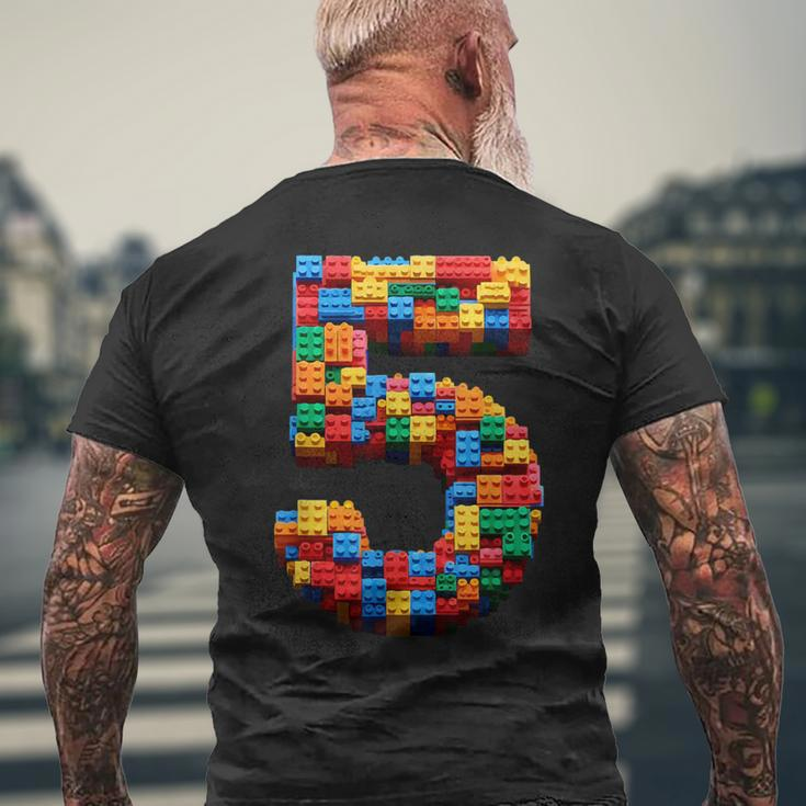 5 Year Old Blocks Building Master Builder 5Th Birthday Boy Men's T-shirt Back Print Gifts for Old Men